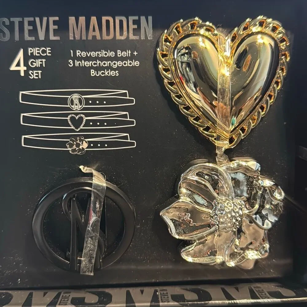 Steve Madden Reservable Interchangeable Black Cognac Belt